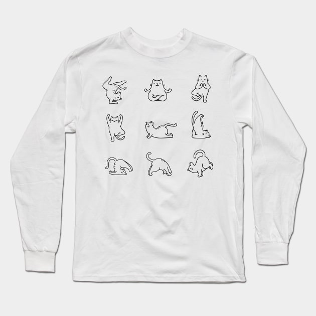 yoga cats Long Sleeve T-Shirt by Pacesyte